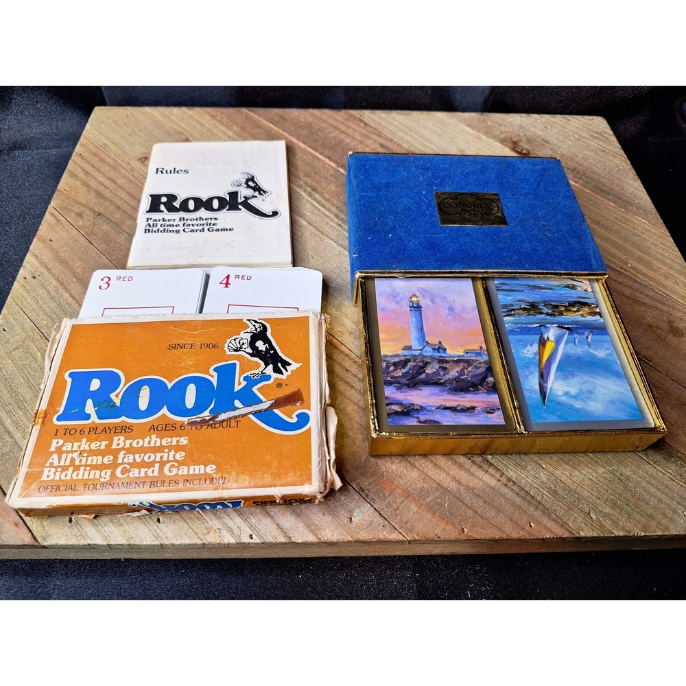 Vintage Rook Card Game Parker Brothers & Congress Double Deck Playing Cards Lot